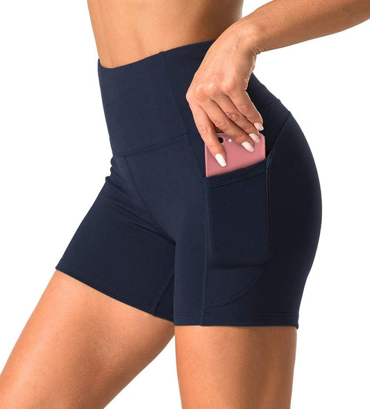 Women'S Biker Shorts with Pockets High Waisted Running Shorts | Sweat-Wicking, Quick-Drying, 4-Way Soft Stretch Fabric, Tummy Control, 2 Side Deep Pockets, Spandex Short, Workout, Pilates